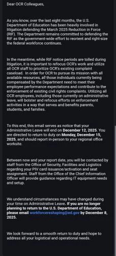 To Ease Civil Rights Backlog McMahon Orders Back Staff She Tried to Fire To Ease Civil Rights Backlog McMahon Orders Back Staff She Tried to Fire